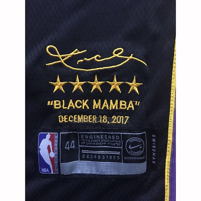 Camiseta Los Angeles Lakers Kobe Bryant NO 24 Retirement 2017-2018 Negro